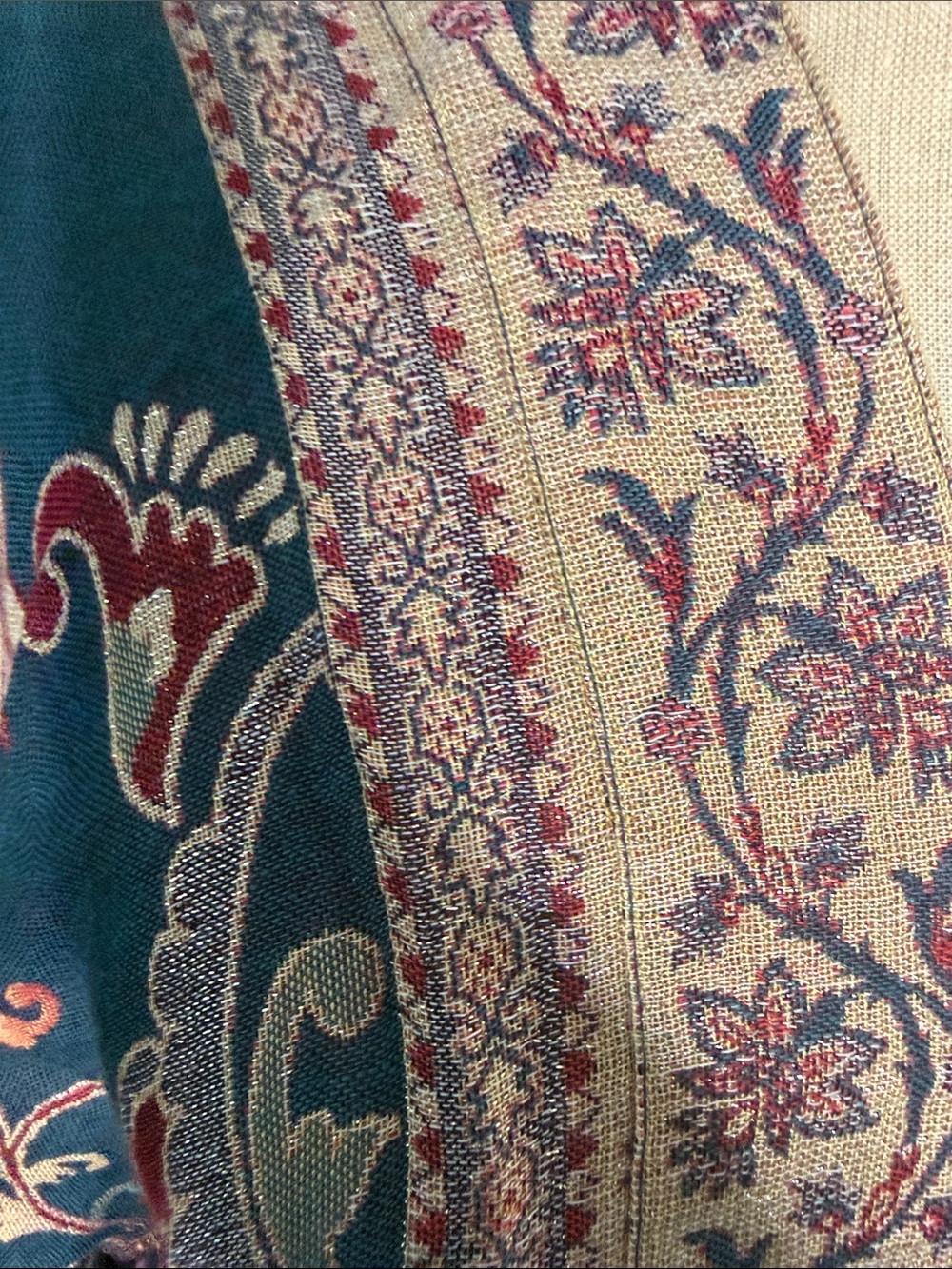 Soft Surroundings Teal and Gold Embroidered Kimono Jacket - Picture 4 of 5